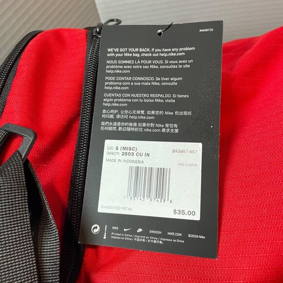Nike Red & Black Duffle Bag With White Logo 2503 Cu In Capacity Durable Polyeste - Picture 2 of 16